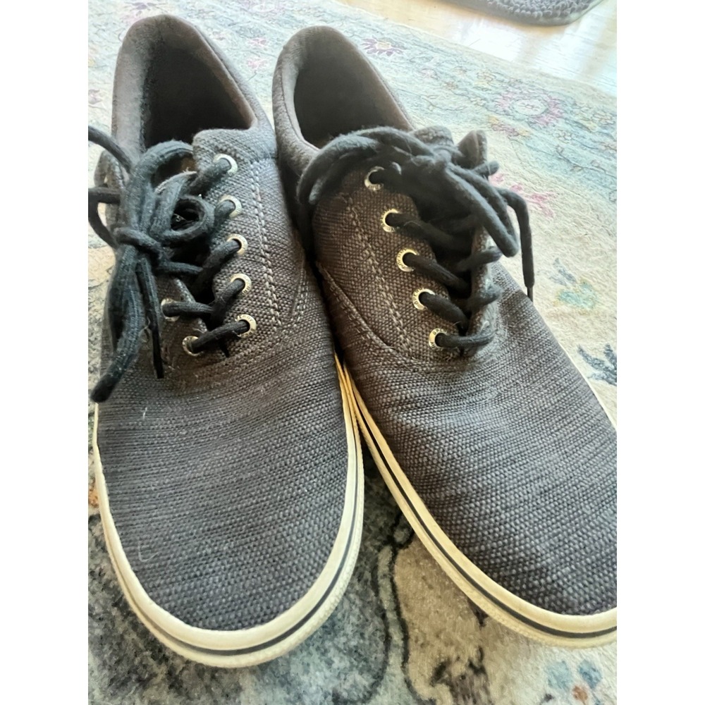 Sperry Top Sider Charcoal Gray Color Men's Size 10 Lace Up Rubber Sole‎ Canvas